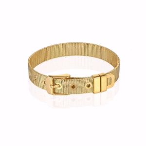 Gelang Titanium - Gelang Titanium Tali Jam Strap Polos Aksesoris Perhiyasan Wanita Lapis Emas Anti Karat Dan Luntur / COD [ Bayar Ditempat ]