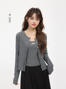 XinmonLee Knitted Set Womens Long Sleeve Inner Wear Two-Piece Suite Spring Autumn Casual Style Commute Pear Shape Straight