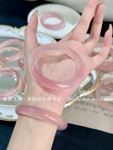 Pink Tulip Cherry Blossom Ice Agate Bracelet Sweet Style Fashion Jewelry Natural Crystal Semi-Precious Stone Bracelet for Girls