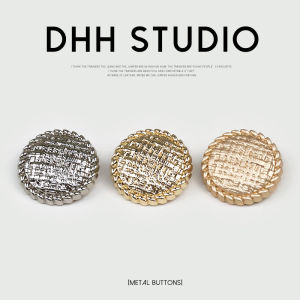 Retro Style Metal Button Simple round Versatile Coat Sweater Outerwear Cashmere Small Suit Button Fragrance Style Button