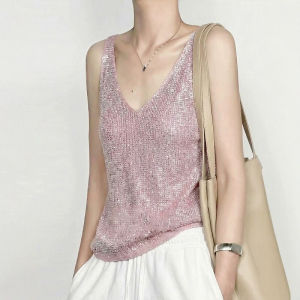 CHOEFULYN | Sparkly Drill Sequin Tank Top