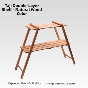 fantasy garden | Double Layer Solid Wood Storage Shelf for Outdoor