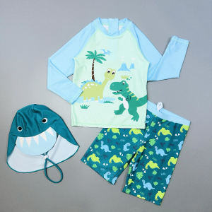 Quick Dry Surfing Beach Water Park Childrens Swimsuit Three Piece Set Boys Sunscreen Separable Swimming Costume for Kids