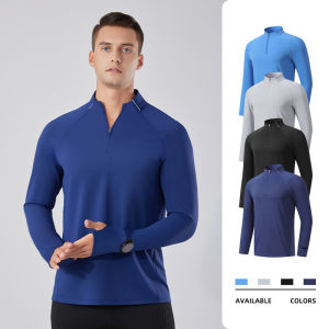 2024 NEW Sports Jackets Man Long Sleeve Turtleneck Zipper Tops Fitness Yoga Clothes