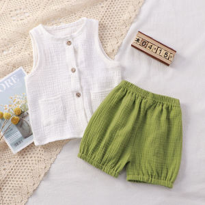 Summer Cotton Blend Short Sleeve Baby Girl Outfit 2-Piece Set Comfortable Breathable Pure Cotton Romper Shorts for Infants
