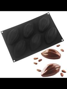 6 Cavity Olive Mousse Cake Silicone Mold Coffee Bean Chocolate Dessert Mold French Pastry Baking Mold