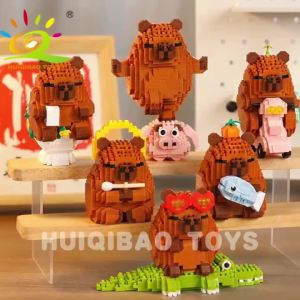 HUIQIBAO | HUIQIBAO Mini Cute Capybara Building Blocks Set Animal Bricks DIY Assembly Toy Desktop Ornament Gift Home Decor