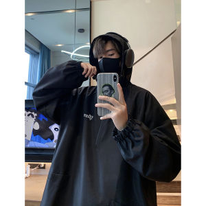 แจ็คเก็ตมีฮู้ดสีแดง แจ็คเก็ตฤดูใบไม้ร่วงสไตล์อเมริกัน แจ็คเก็ตกันลมแบบมีซิปครึ่งตัว แจ็คเก็ตกันหนาวแบบสวมหัวสำหรับผู้ชาย