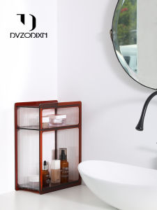ชั้นวางของในห้องน้ำแบบ Acrylic สำหรับเก็บเครื่องสำอางในห้องน้ำแบบติดผนัง สไตล์ยุโรป ชั้นวางของสำหรับจัดระเบียบสิ่งของในห้องน้ำ