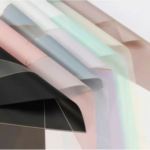 Kertas Bunga Cellophane Paper Flower Wrap Motif Garis Abstrak Buket Waterproof 6063