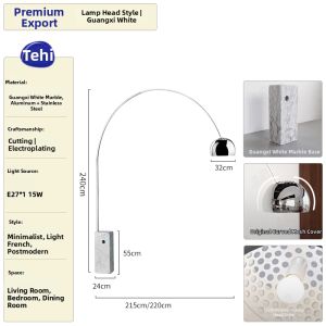 Elegant French Designer Marble Floor Lamp