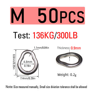 20PCS/50PCS Stainless Steel Teardrop Fishing Ring Assist Hook Pear Shape Solid Ring Jig Fishing Lure Terminal Connector L M S