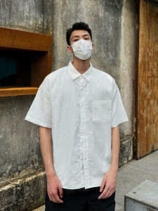 Cleanfit Casual Minimalist Pure Color Heavy Weight Pure Cotton Shirt Short Sleeve Mens Loose Half-Length Sleeve Versatile Shirt Coat Fashion