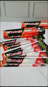Penggaris Plastik Butterfly Ukuran 20 cm Isi 3-6-12 Pcs
