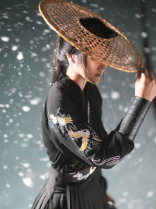 Embroidered Hanfu Mens Traditional Costume Waist-Length Student Style Casual Wear Polyester Fiber Spring Season Tourist Scene