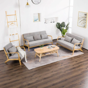 Recreational Small Apartment Sofa Wooden Fabric