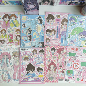 1/8PCS Korea Cartoon Girl Stickers Cute Girl Character Stickers Hand Account Diary Notebook Scrapbook DIY Decorative Stickers