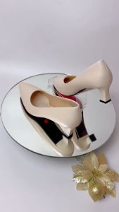 Giày cao gót nữ mũi Nhọn màu Kem Lume da PU cao cấp đế cao su non chống trơn trượt cao 5cm - 7cm (GIẦY TNK)