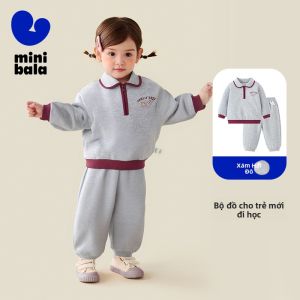 MINI BALA | Bộ Quần Áo Tay Dài Phong Cách Thể Thao Học Đường Cho Bé Mùa Thu