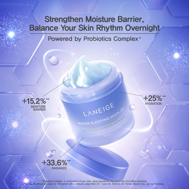 LANEIGE Water Sleeping Mask_EX 70ml (แพ็ค2ชิ้น) ลาเนจ วอเตอร์ สลิปปิ้ง มาส์ก อีเอ็กซ์ มาส์กให้ความชุ่มชื้น กระจ่างใส บำรุงผิว