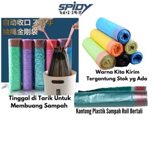 Spidy Kantong Sampah Plastik Roll Berpengikat Kresek Tali Rumah Tangga