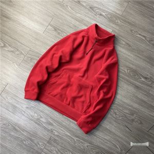 Ultra Soft High Collar Fleece Sweatshirt Men Solid Color Trendy Autumn Winter New Arrival Youth Popular Loose Fit Antibacterial Polyester