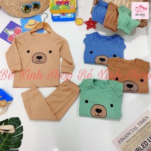 [GIẢM NGAY] Len Tăm Bộ Dài Tay Cho Bé Trai Bé Gái Minky Mom BX49 Bộ Cho Bé Gái Trai Quần Áo Bộ Ngủ Chất Thun Gân_Gấu Giữ Nhiệt - Bé Xinh Shop