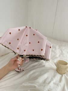 Womens Mini Portable Folding Umbrella UV Protection Sunshade Rainproof Five-fold Compact Sun Umbrella Fashionable Sunscreen