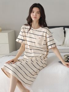 Miiow | Pure Cotton Lightweight Breathable Womens Robe With Chest Pad Home Clothes Summer Sleepwear Comfortable Soft Fabric Nightgown