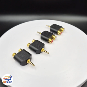 AUDIO ตัวแปลงแจ็คRCA2ทางเป็น ปลั๊กTR ชุด 4 ตัว - อะแดปเตอร์เสียงสเตอริโอคู่ RCA เป็น จั๊ก 3.5 มม. - สีดำ สำหรับเชื่อมต่อเครื่องเสียง