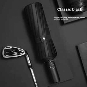 XMSJ | 16 Ribs Large Umbrella Strong Fully Automatic Sunshade Rain Business Umbrella Men Women Luxury Male Windproof 3Folding Umbrellas