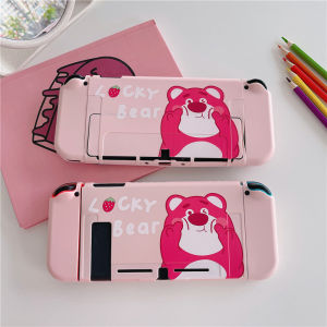 Nintendo Switch/Switch OLED Case Soft Pink TPU Protective Case Cover Cartoon Strawberry Bear Anti-Scratch Casing Nintendo Switch/Switch OLED Case