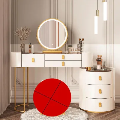 ZHIZHOU | Modern Minimalist Luxury Solid Wood Makeup Table Small Glass