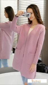 Áo khoác len nữ gân ngang dài tay GLA063 Cuocsongvang