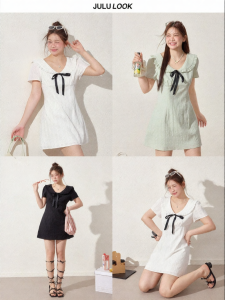 JULULOOK | Đầm Dài A-Line Trang Trí Nơ Giúp Gầy