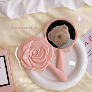 C.three Plastic Flower Small Mirror Household Handle Makeup Mirror Portable Beauty Mirror