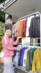 Kemeja Wanita Polos Shakila Twill Basic Lengan Panjang Casual By Azka Collection