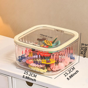 1pc Hair accessory storage box desktop press on jewelry box with lid girls rubber band headband hair clip organizing box