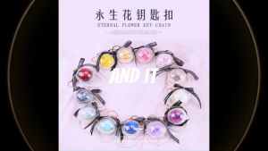 Preserved Rose Key chain Romantic Gift Valentine Day Wedding Flower Hanging Jewelry Family