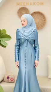 ชุดอิสลามใส่ออกงาน เดรสมุสลิม รุ่นแอเรียลโบว์อก ชุดเดรสพร้อมส่งใส่ออกงาน แฟชั่นมุสลิม ชุดใส่รายอพร้อมส่ง