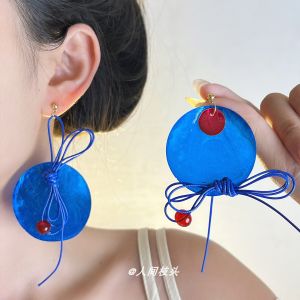 Hoa Tai Tua Rua Hình Con Bướm Tròn Màu Xanh Klein Cho Nữ Trang Sức Thời Trang Trang Trí Tai Phong Cách Trung Hoa Mới