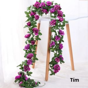 1 Dây Hoa Hồng Giả Bằng Lụa 220cm Với 16 Đầu Hoa Trang Trí Treo Tường Bằng Mây Dùng Cho Giáng Sinh Trang Trí Cây Giả Lãng Mạn
