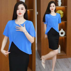 ฤดูร้อนใหม่เสื้อยืดผู้หญิง: น้ําหนักเบาSilver Lace LineรายละเอียดSlimming Designป้องกันแสงแดดหลวมFitแขนสั้นCrewneck Top