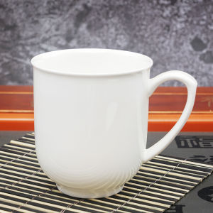 ถ้วยชาเซรามิกขาวจีนไม่มีฝา ถ้วยน้ำสำหรับโรงแรม ห้องพัก ถ้วยดื่มน้ำแบบมือทำจากจีนแผ่นดินใหญ่