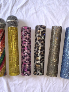 Ốp Lưng Bảo Vệ Miếng Đệm Biểu Diễn Microphone Lấp Lánh Màu Vàng Sang Trọng Cho Sân Khấu Và Bar