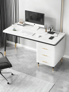 Luxurious White Quartz Desktop Computer Table Home Use Study Desk Student Learning Desk Modern Simple Office Table Trendy