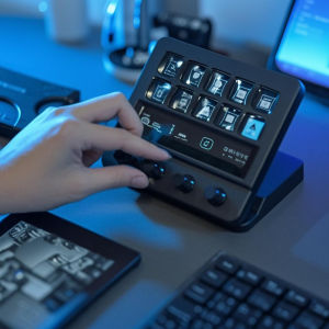 MBox สำรับการสตรีมใน N4พร้อมปุ่ม Mirabox StreamDeck จอแอลซีดีปุ่มควบคุมการสร้างเนื้อหาสดปุ่มกดของขวัญท่าเรือสตรีม