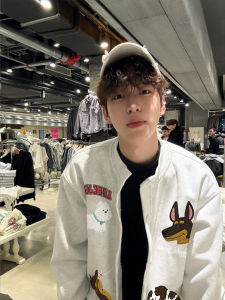 American Style Cartoon Towel Embroidered Open Cardigan Sweatshirt Mens Spring Autumn Loose Couple Outerwear Casual Streetwear