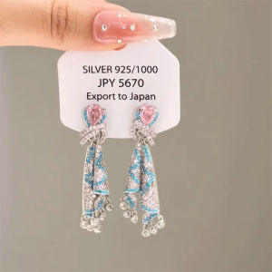 925 Silver Needle Color Silk Earrings Elegant Vacation Style Unique Personality Luxury Minimalist Small Audience Ear Jewelry