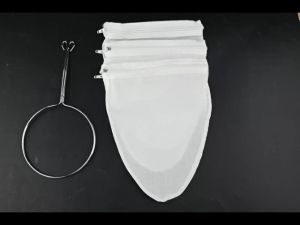 Ultra Fine Reusable Filter Bags with Stainless Steel Handle for Nut Milk Coffee MilkJuices